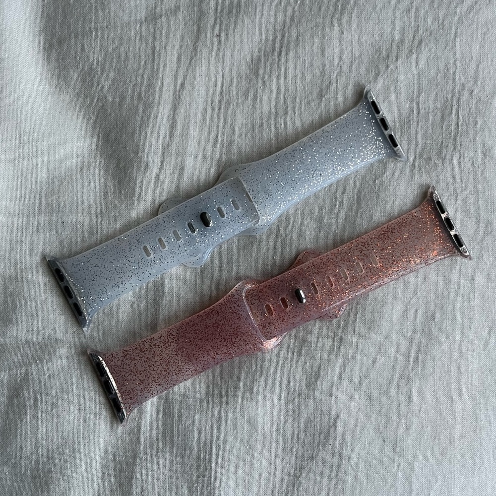 NEW Sparkly Apple Watch Bands 38mm/40mm - Silver & Papaya Pink